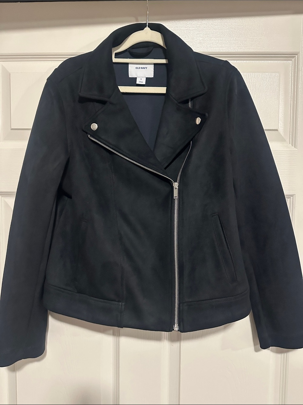 Old Navy Black Suede-Look Asymmetrical Zip Jacket
